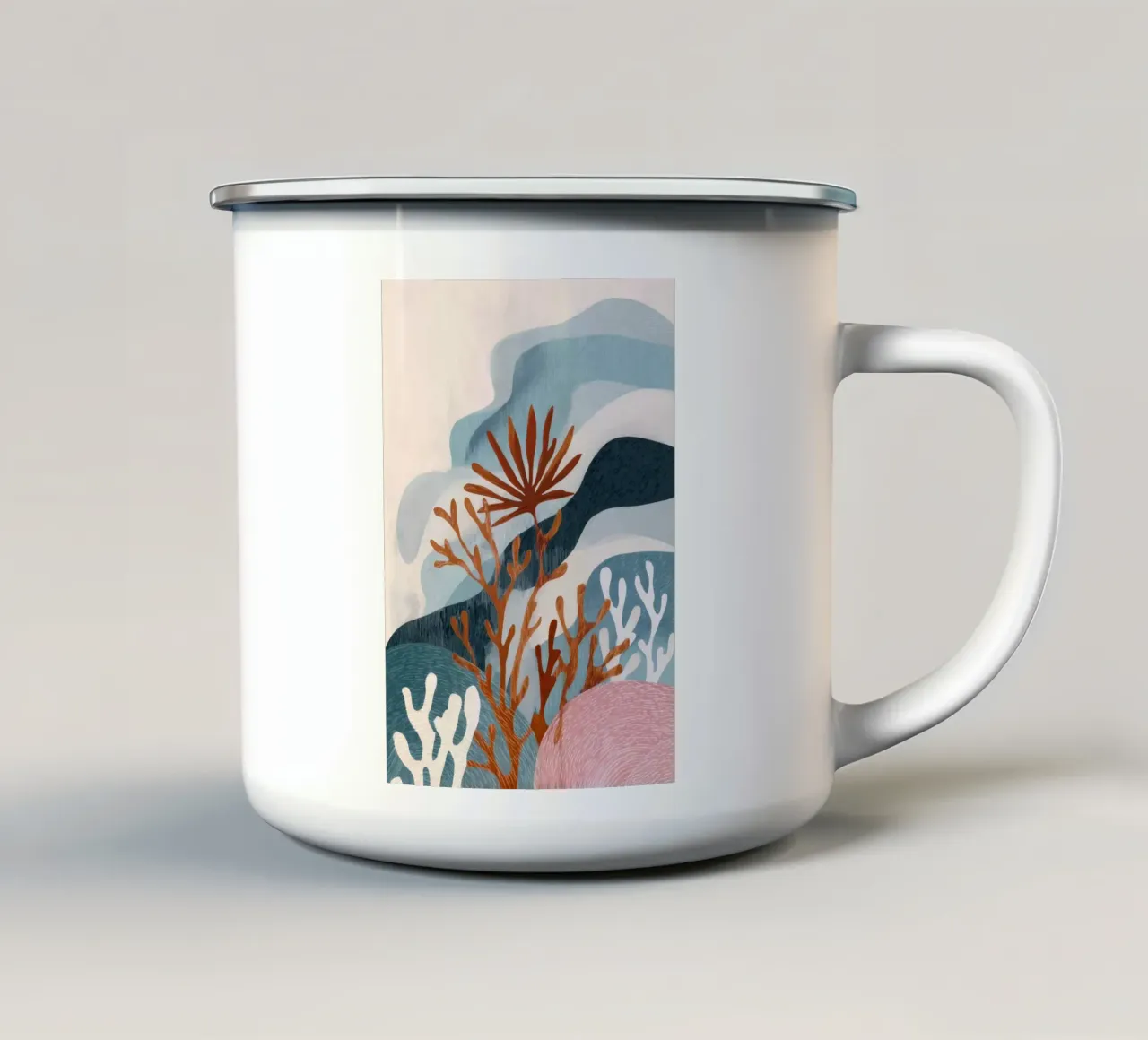 Abstract Coral Reef in Teal & Terracotta tazza in smalto da Luca