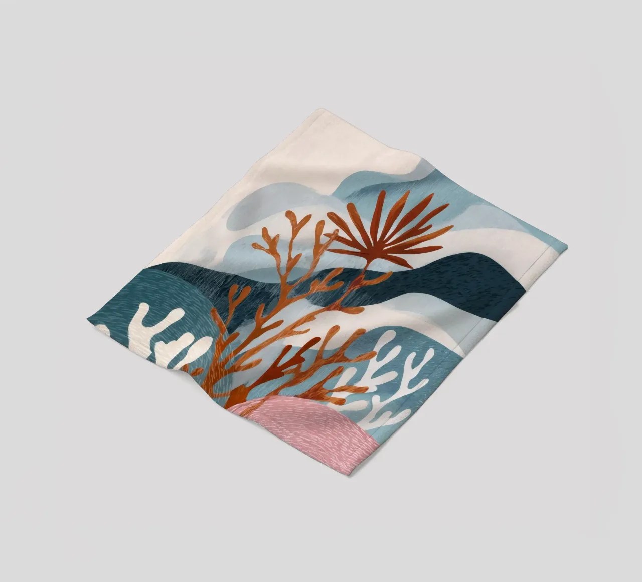 Abstract Coral Reef in Teal & Terracotta coperta in pile da Luca