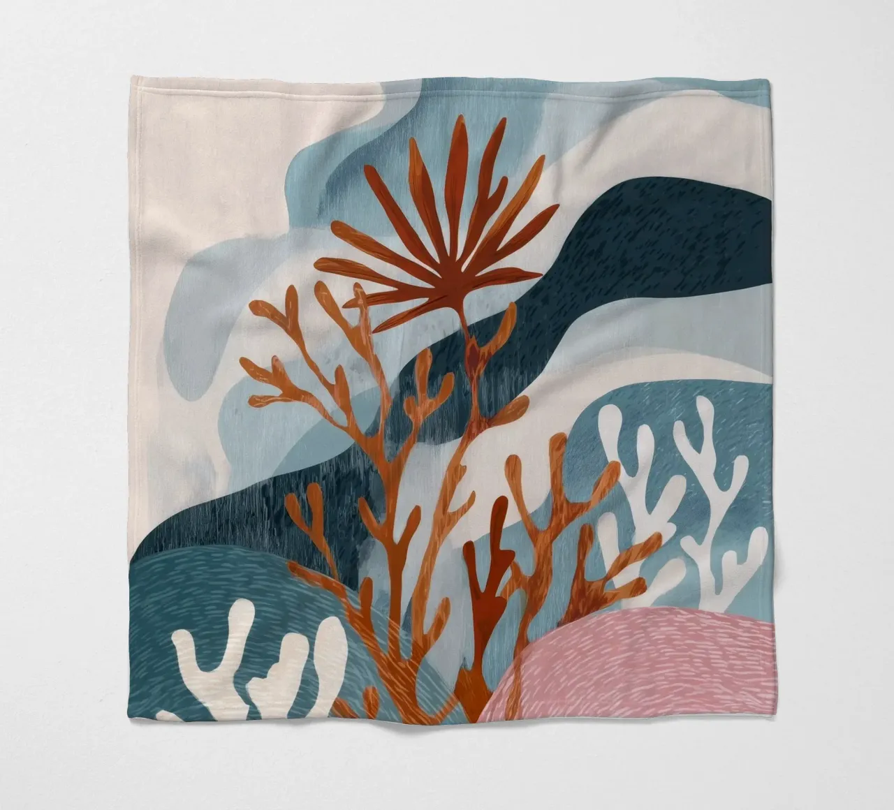 Abstract Coral Reef in Teal & Terracotta coperta in pile da Luca