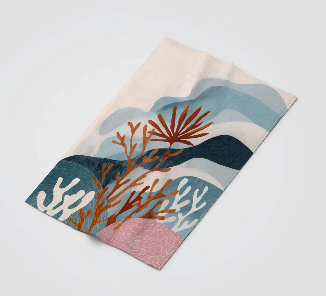 Abstract Coral Reef in Teal & Terracotta coperta in pile da Luca