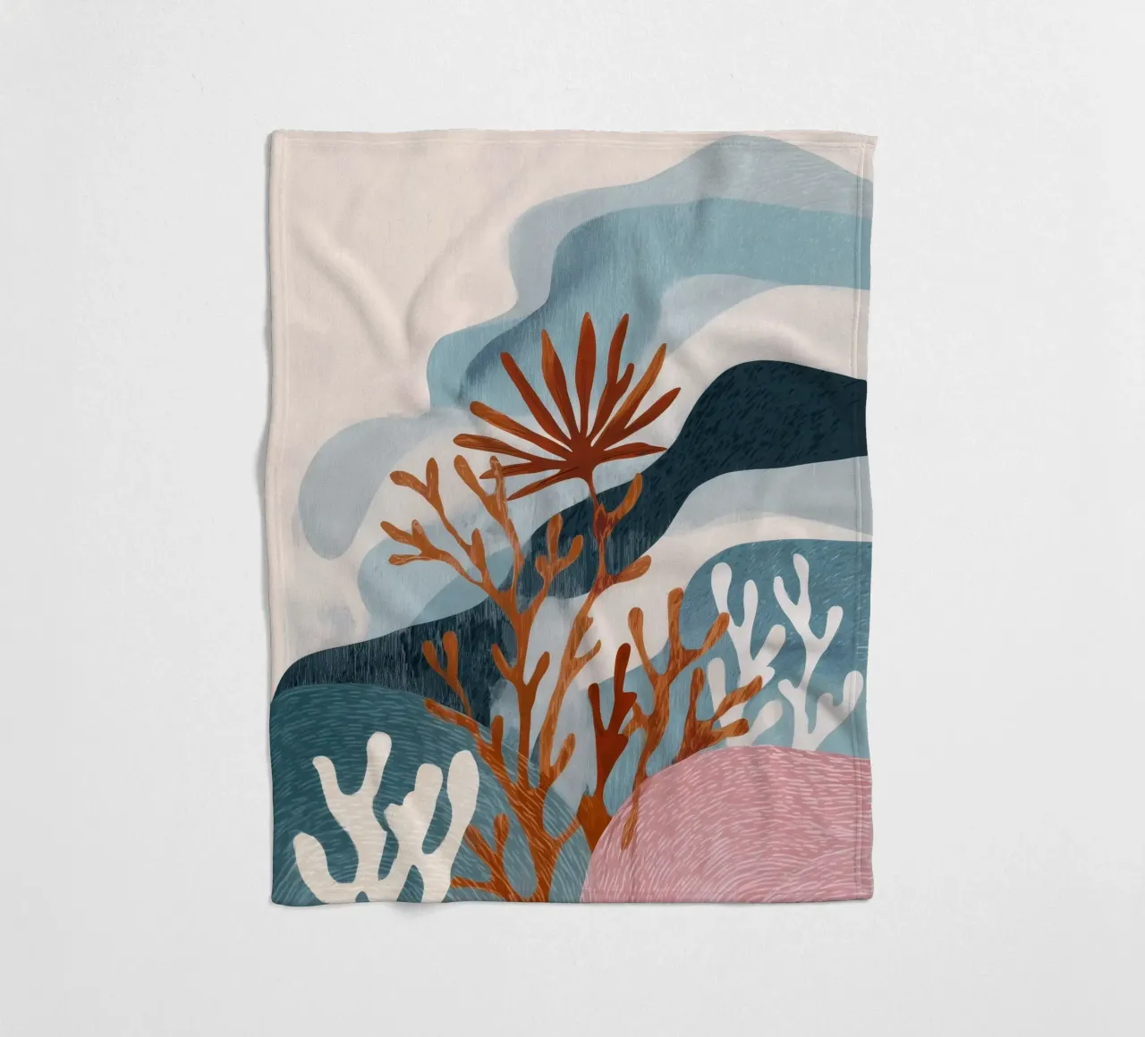 Abstract Coral Reef in Teal & Terracotta coperta in pile da Luca