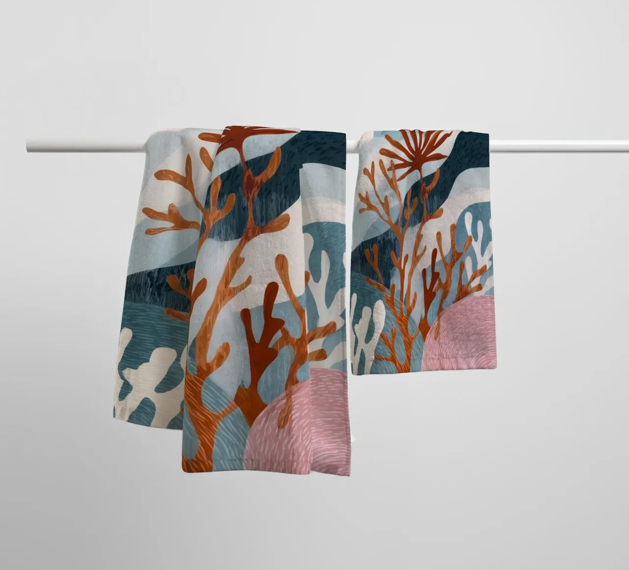 Abstract Coral Reef in Teal & Terracotta asciugamano da bagno da Luca