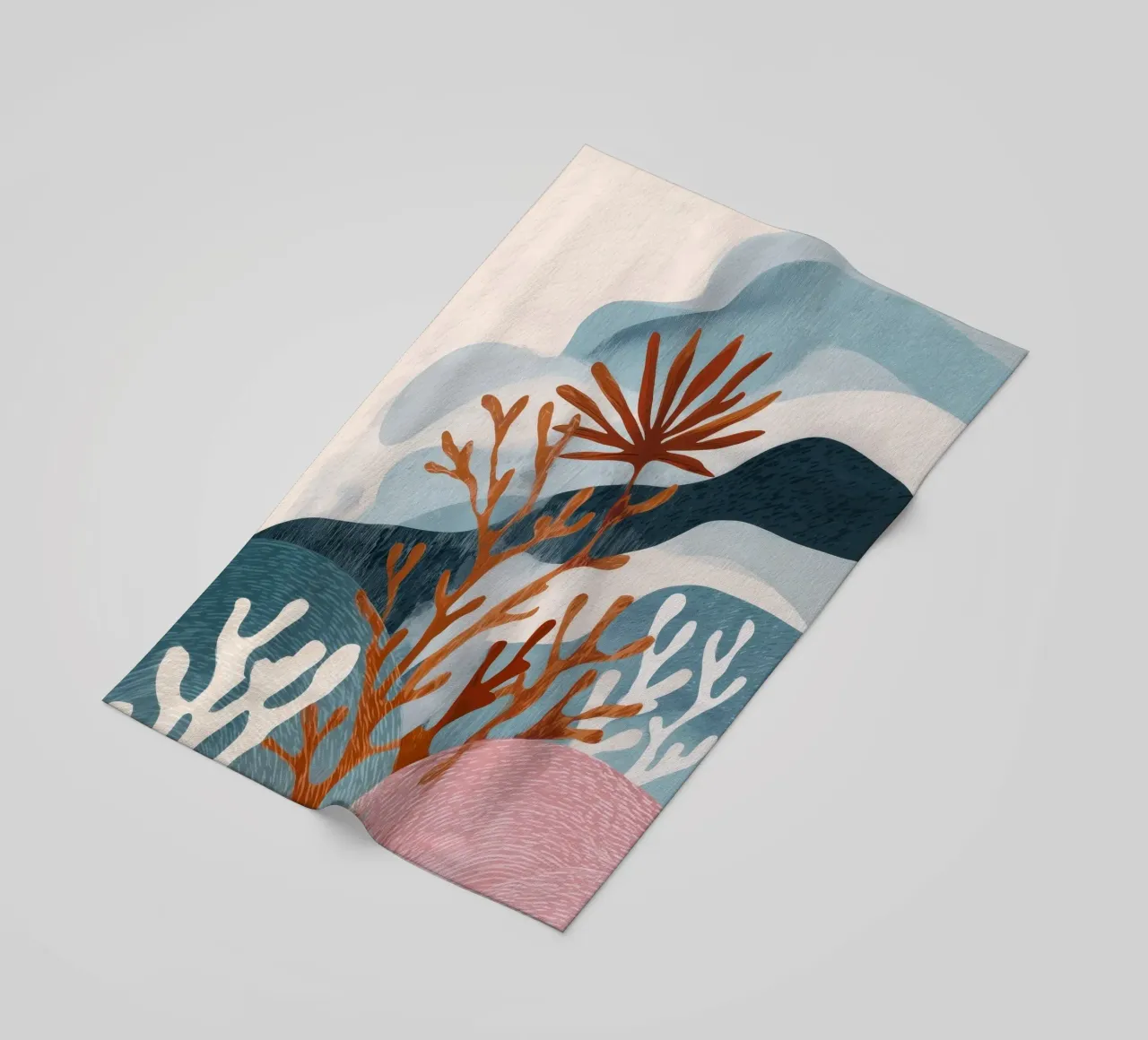 Abstract Coral Reef in Teal & Terracotta telo mare da Luca