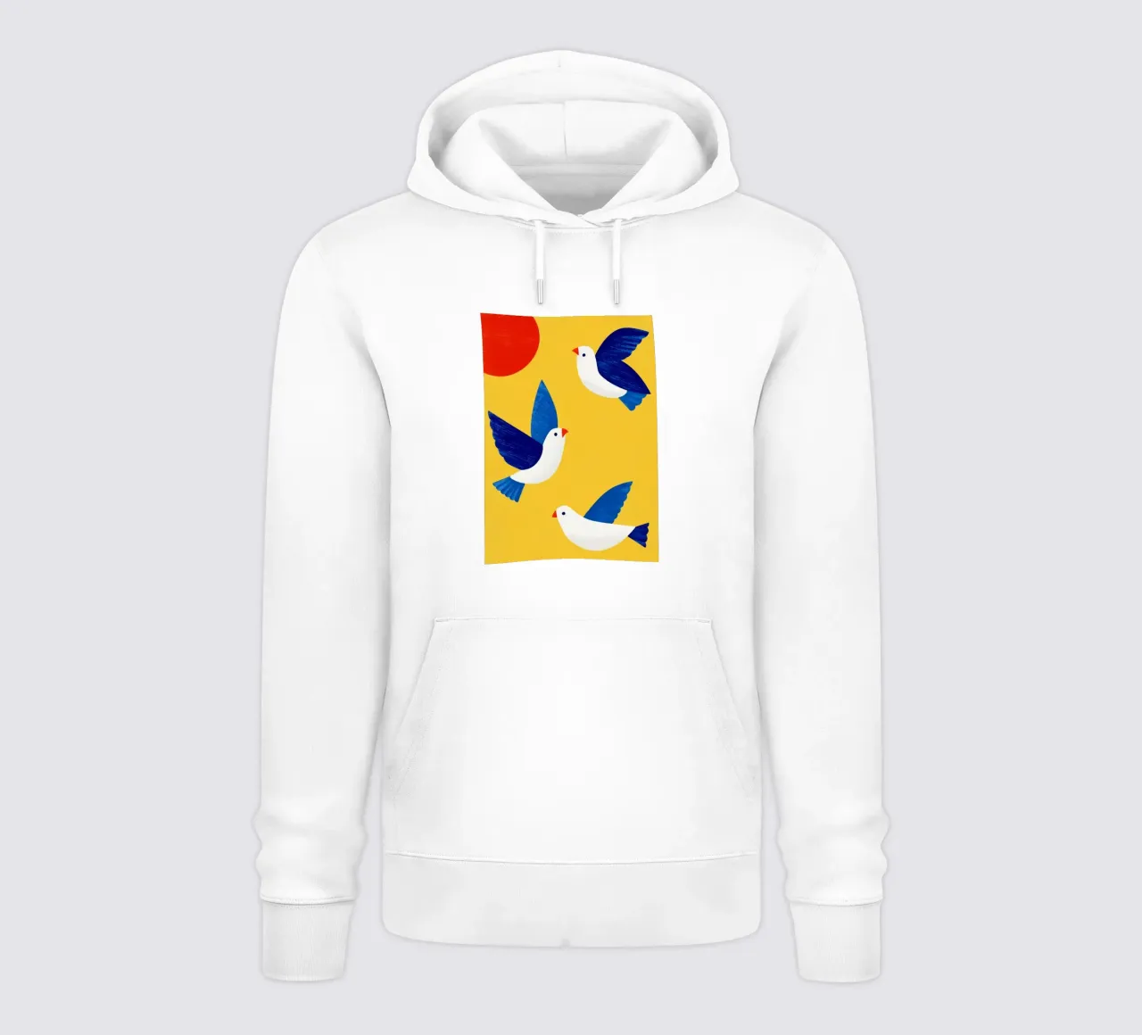 Minimal Blue and White Doves on Yellow felpa con cappuccio da Luca