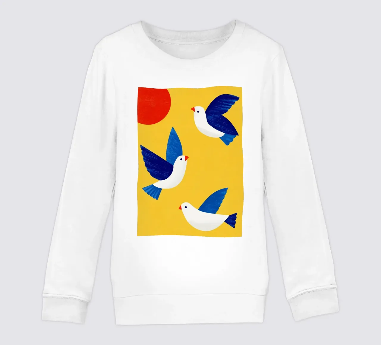 Minimal Blue and White Doves on Yellow felpa bambino da Luca
