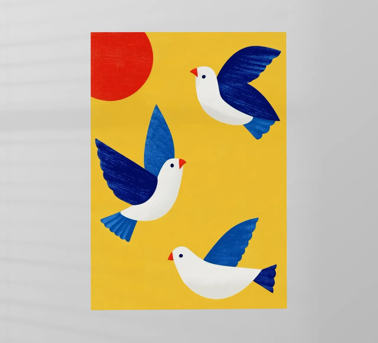 Minimal Blue and White Doves on Yellow pellicola backlit da Luca