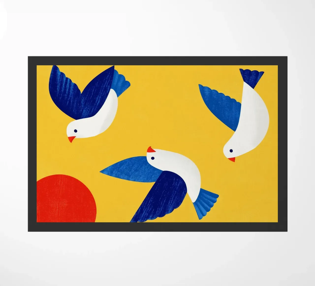 Minimal Blue and White Doves on Yellow zerbino da Luca