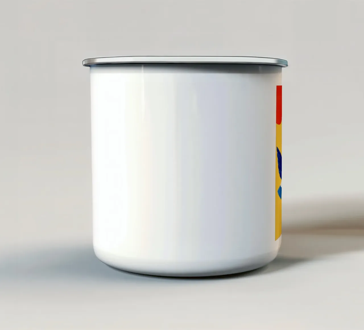 Minimal Blue and White Doves on Yellow tazza in smalto da Luca