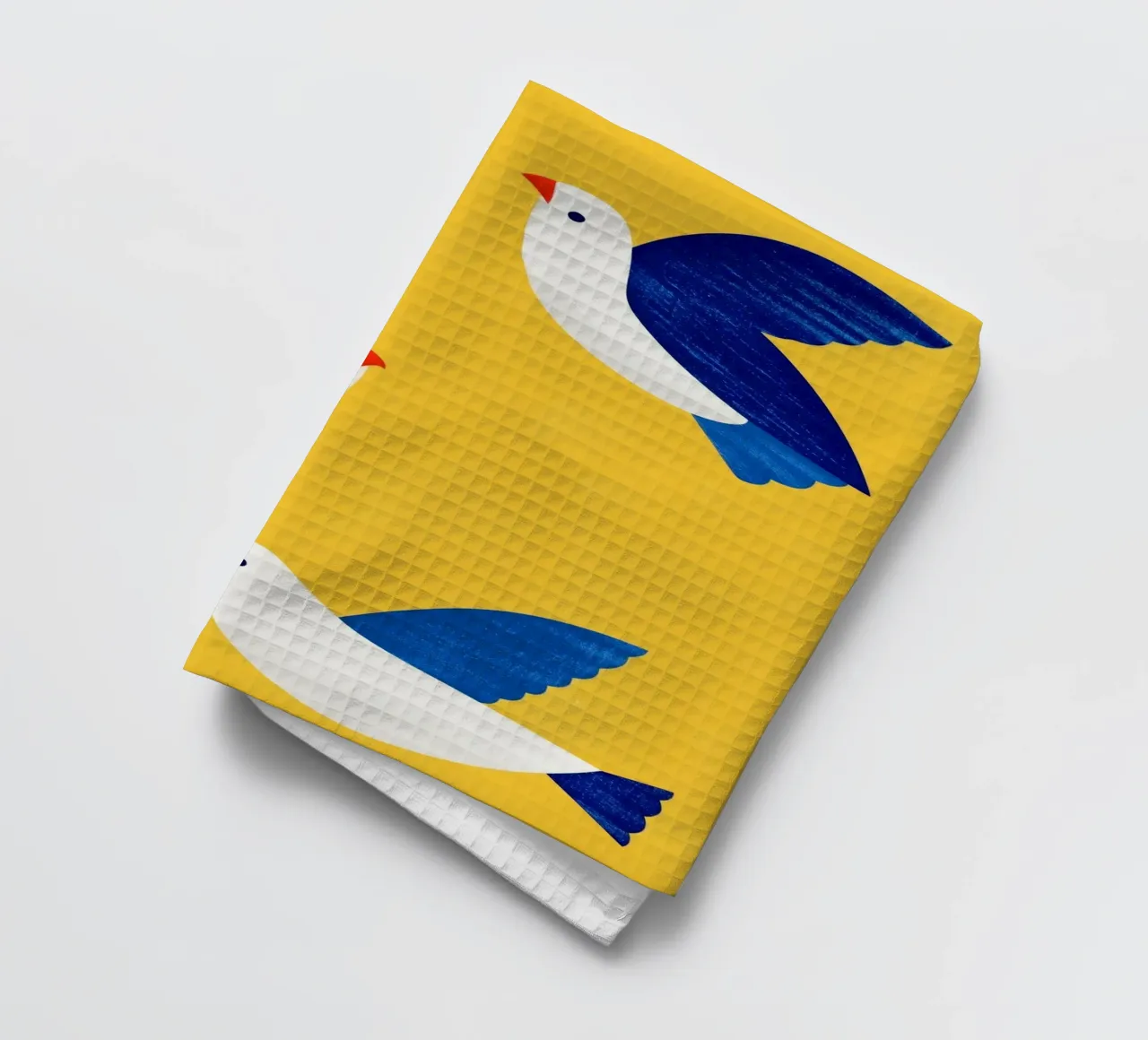 Minimal Blue and White Doves on Yellow canovaccio da cucina da Luca
