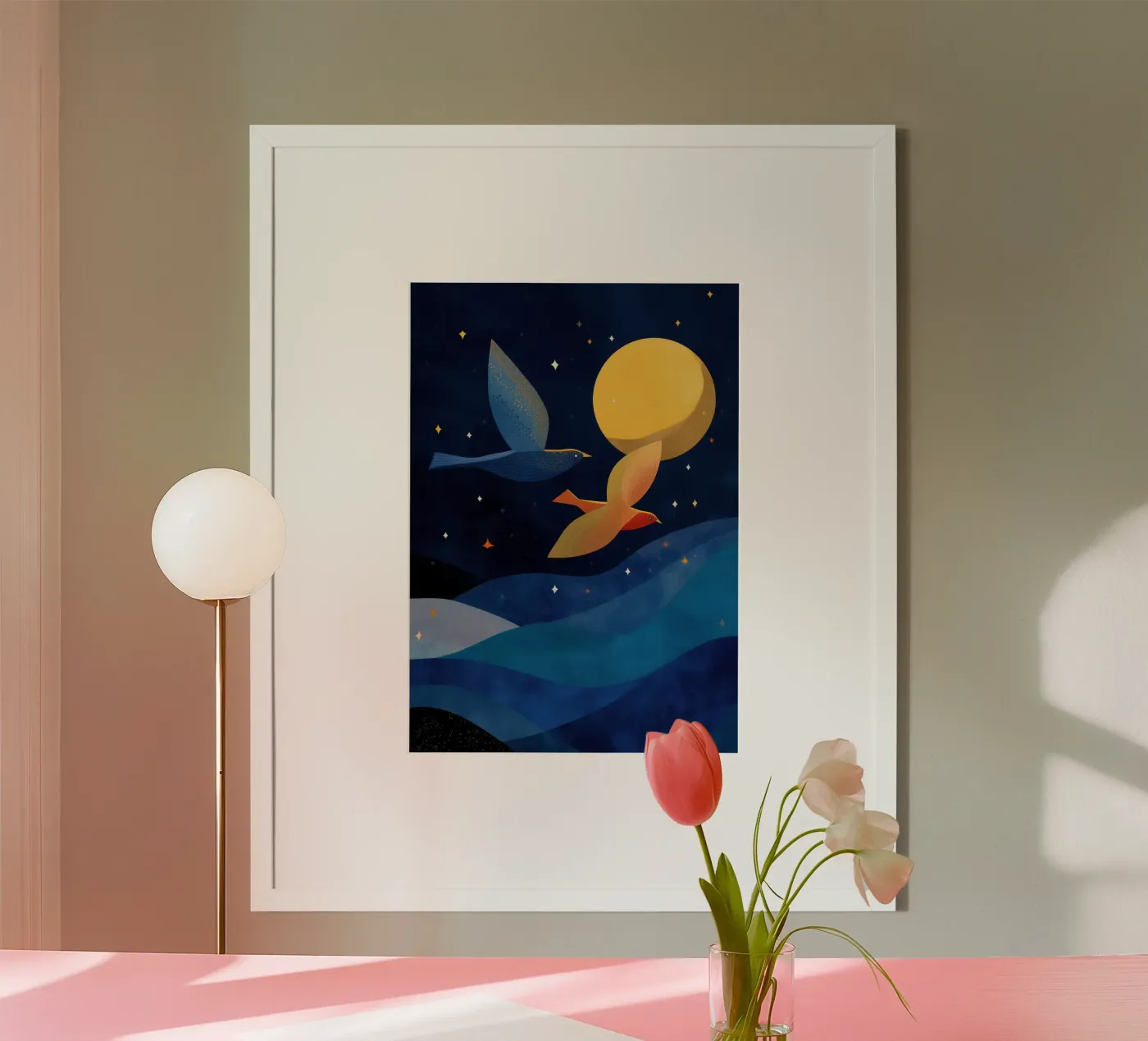 Moonlit Flight poster van Luca
