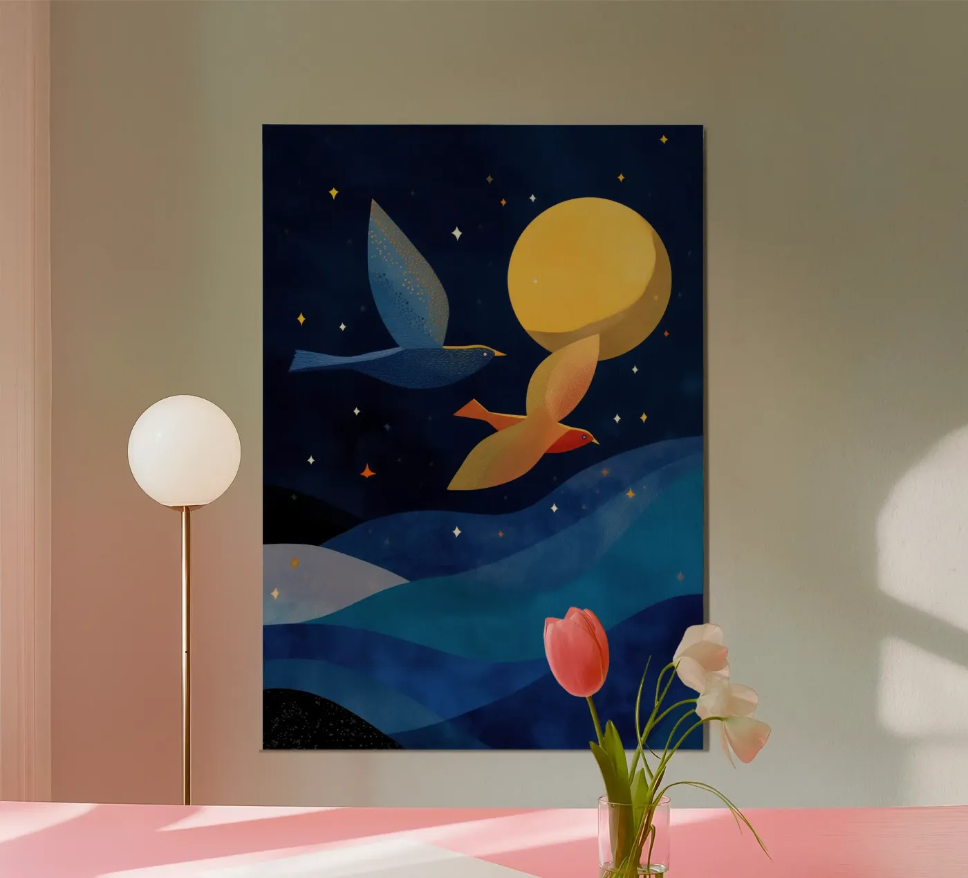 Moonlit Flight poster van Luca