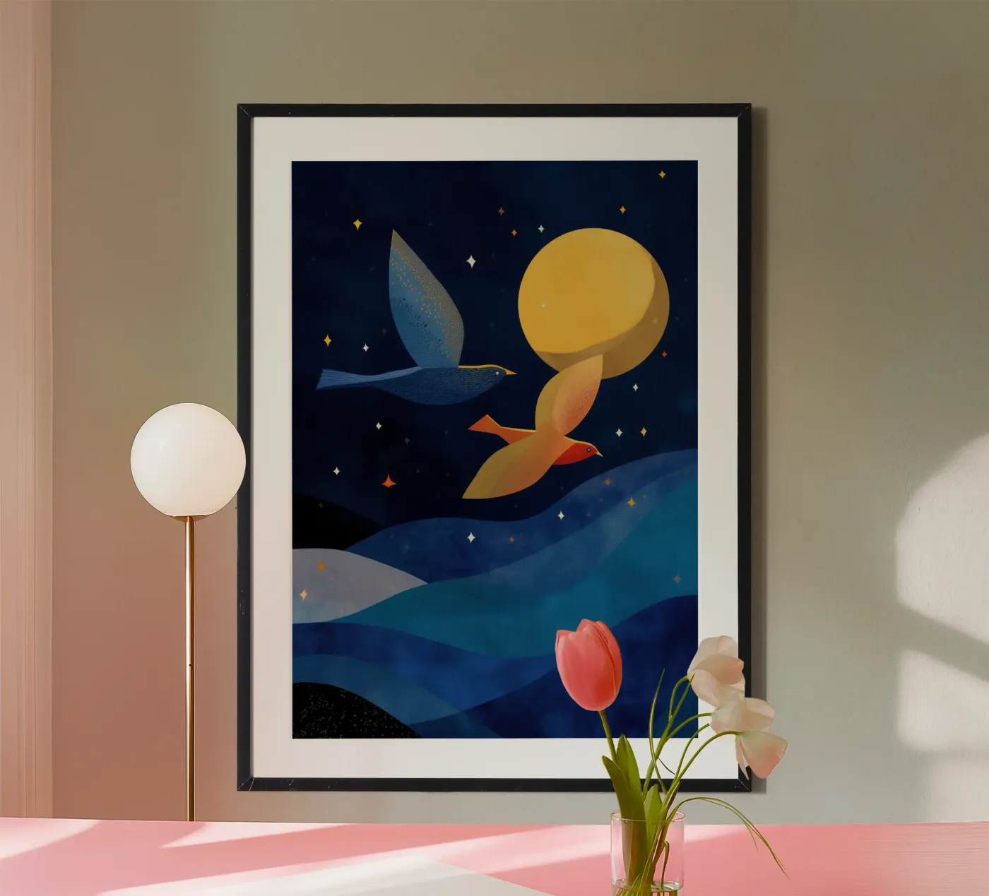Moonlit Flight poster van Luca