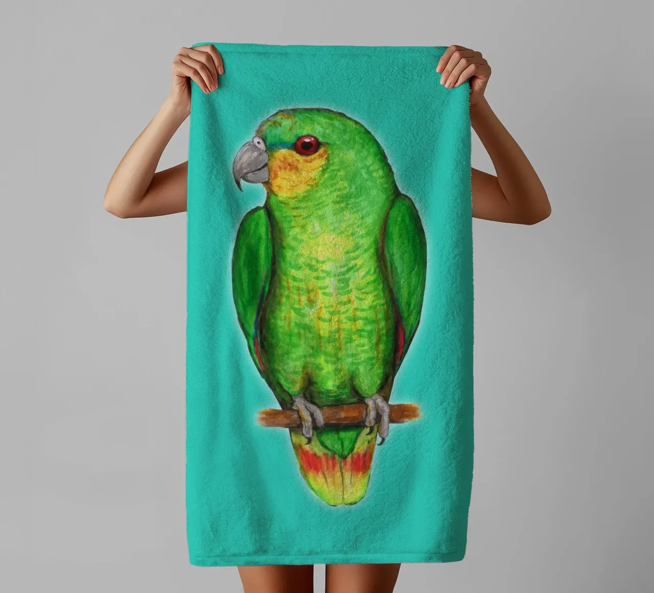 Orange winged amazon parrot towel by BwiseLizzy