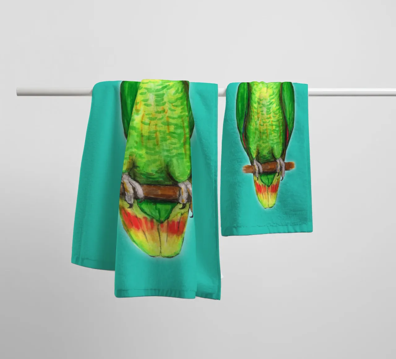Orange winged amazon parrot towel by BwiseLizzy