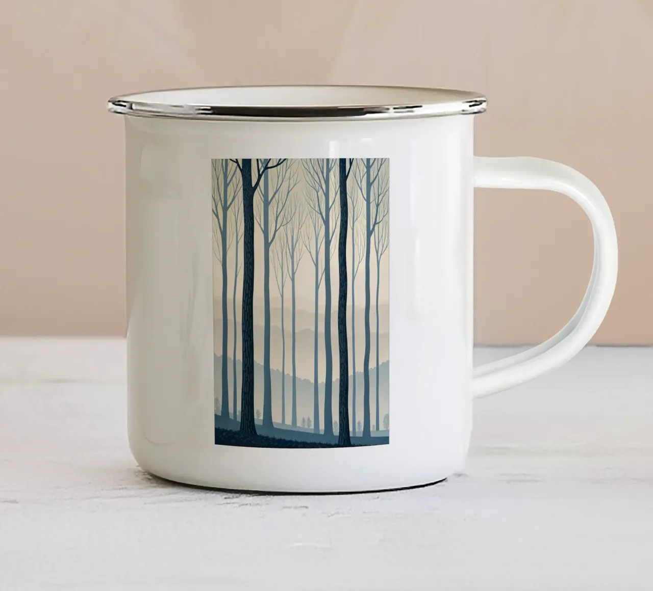 Un sogno di mezzo inverno: Sussurri della luce che svanisce tazza in smalto da Artistic-shop