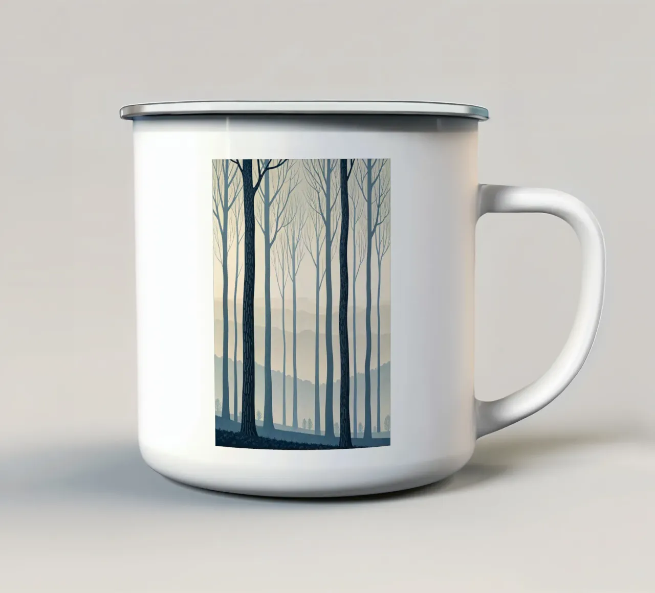 Un sogno di mezzo inverno: Sussurri della luce che svanisce tazza in smalto da Artistic-shop