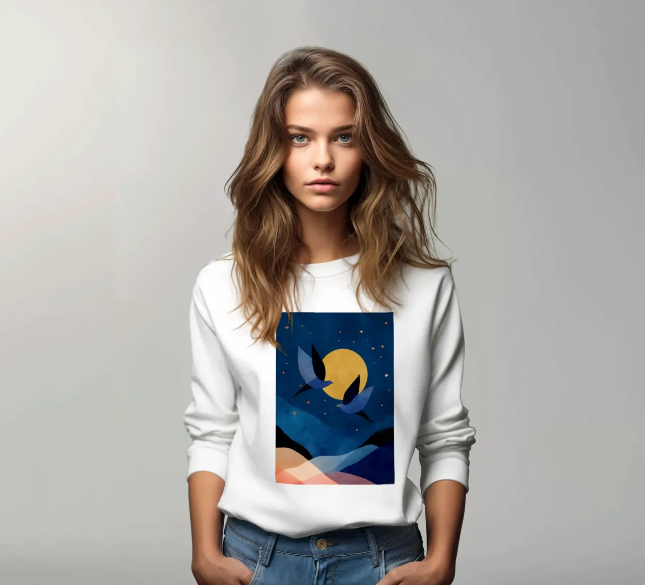 Two Birds Across the Midnight Sky felpa da Luca