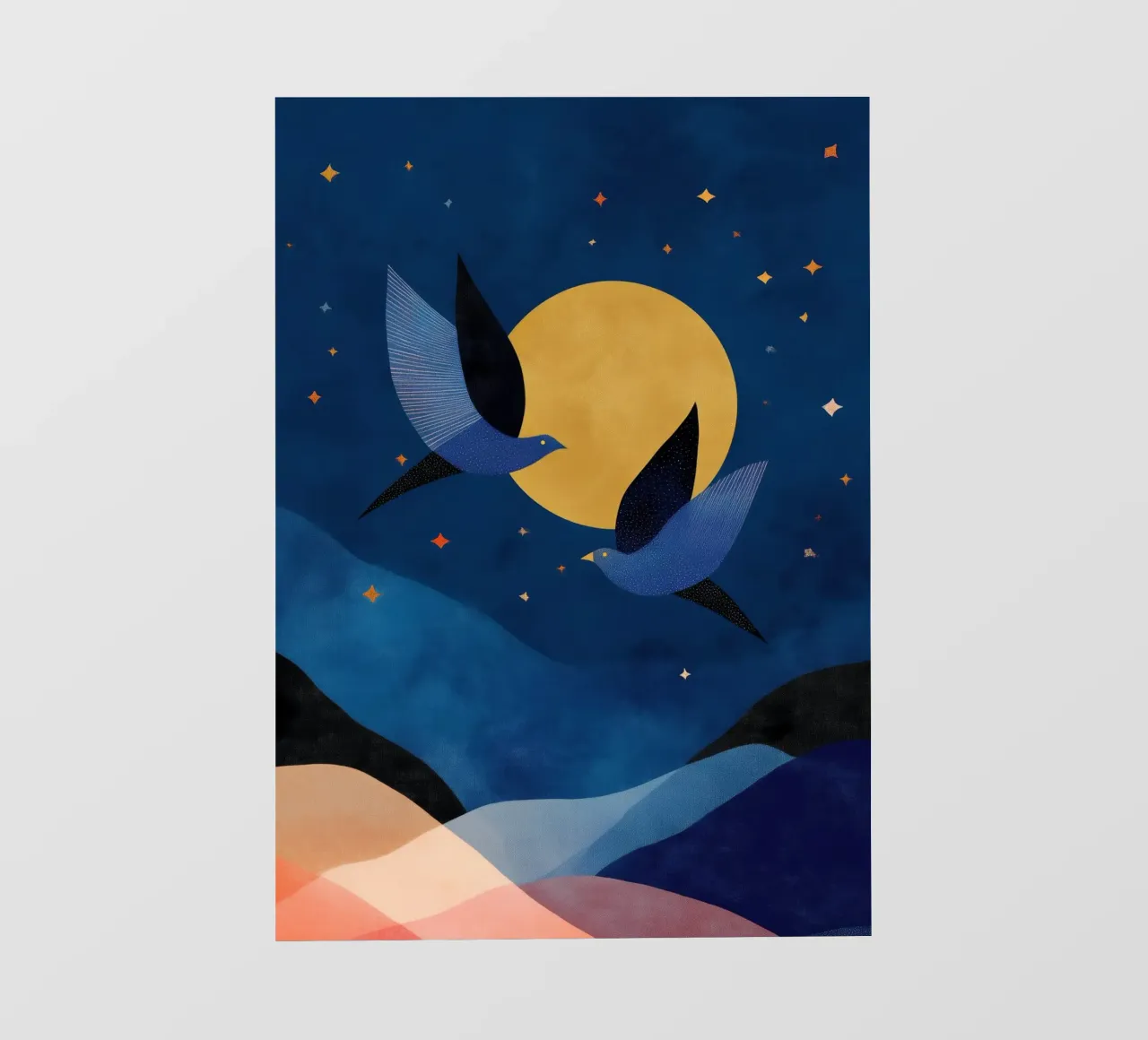 Two Birds Across the Midnight Sky pellicola backlit da Luca