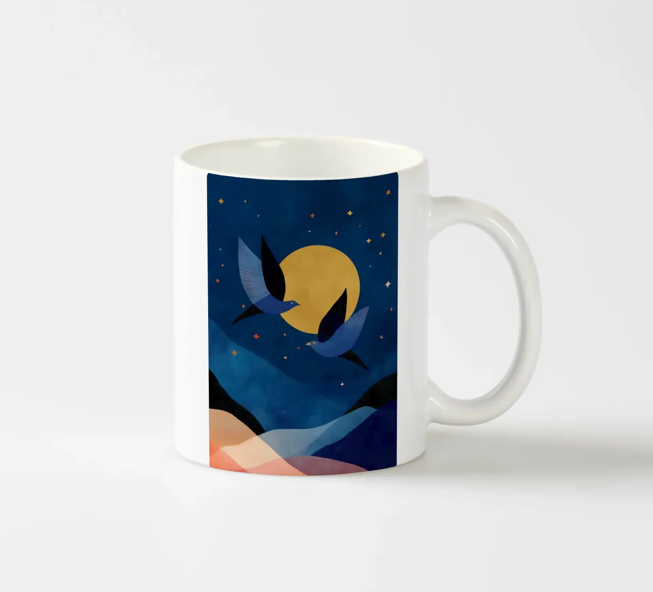 Two Birds Across the Midnight Sky tazza in ceramica da Luca