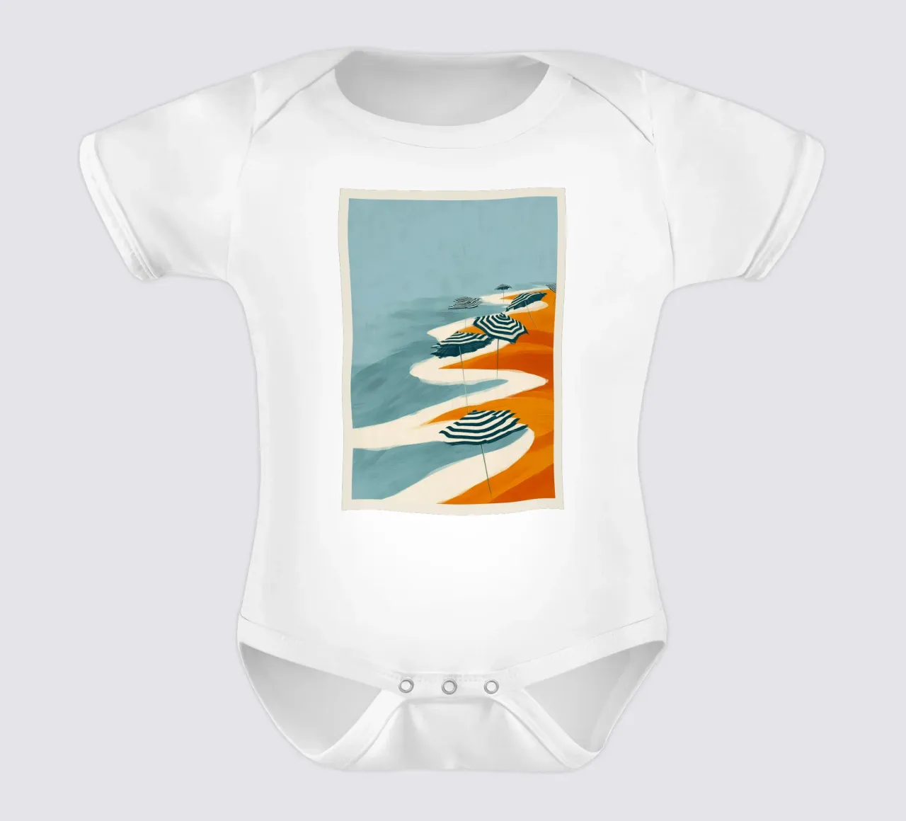 Striped Umbrellas by the Shore body neonato maniche corte da Luca