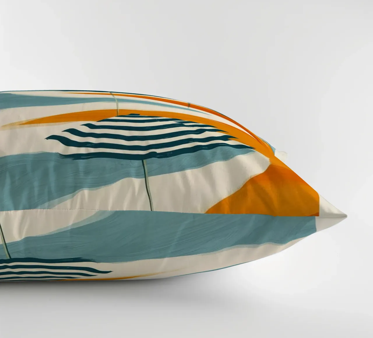 Striped Umbrellas by the Shore cuscino da Luca