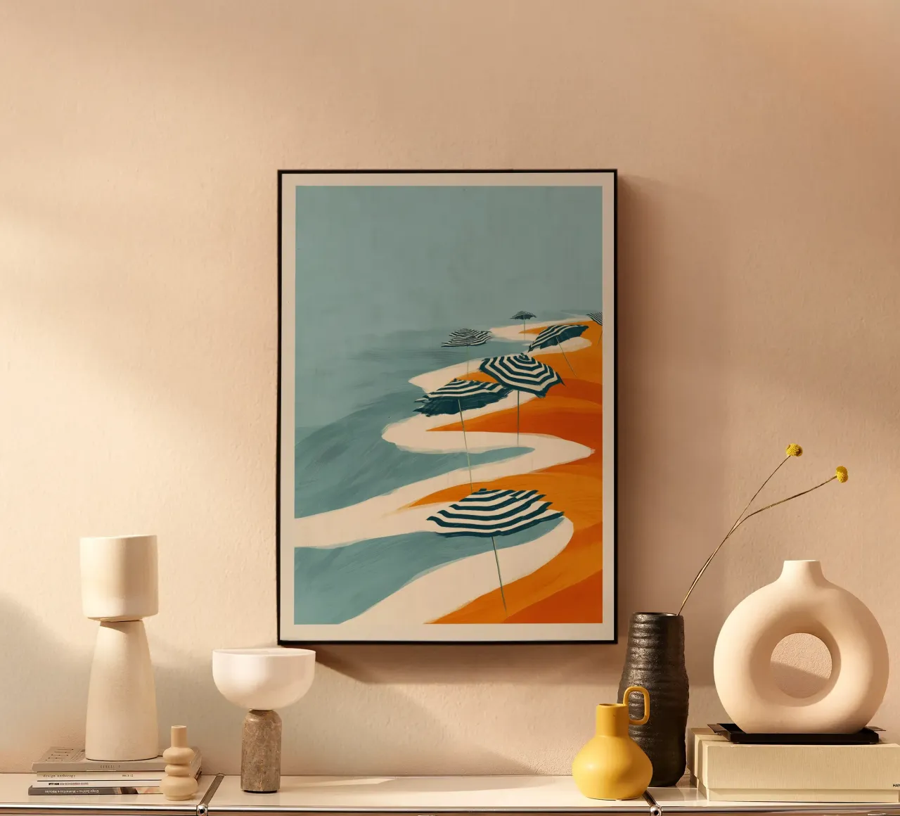 Striped Umbrellas by the Shore alluminio dibond da Luca