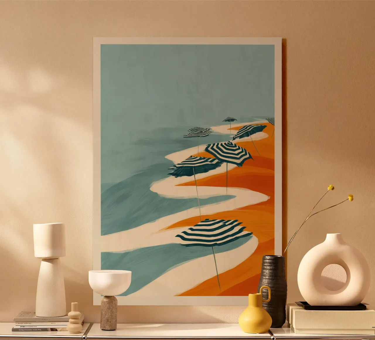 Striped Umbrellas by the Shore alluminio dibond da Luca