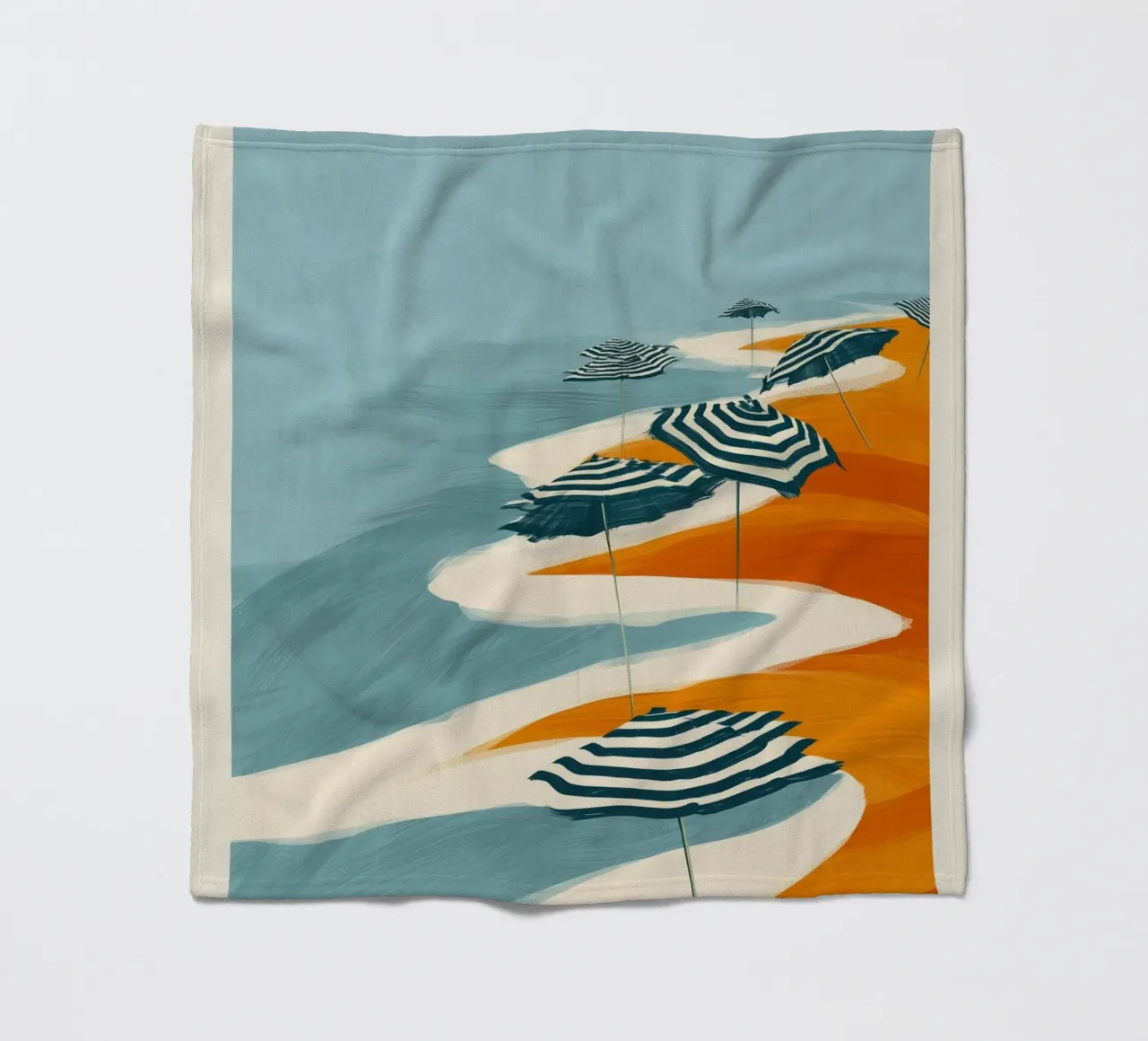 Striped Umbrellas by the Shore coperta in pile da Luca