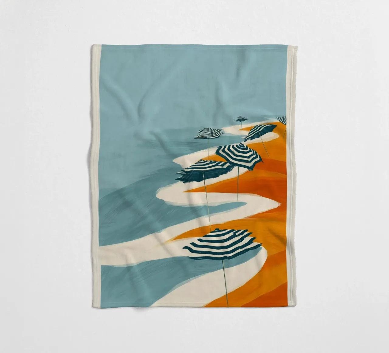 Striped Umbrellas by the Shore coperta in pile da Luca