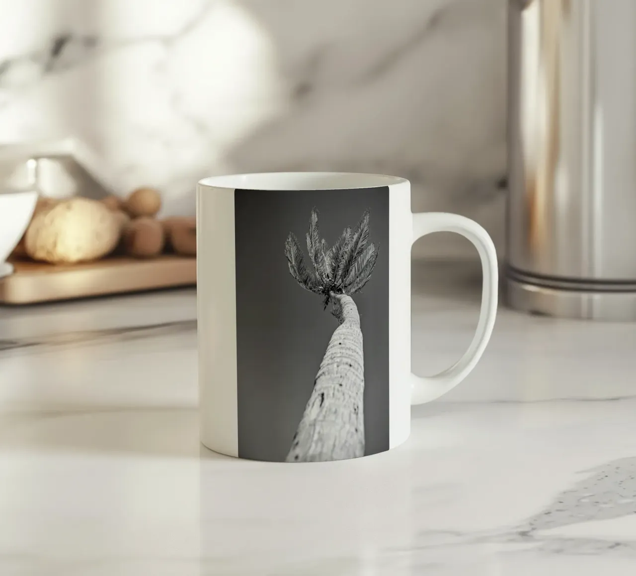 Palma in bianco e nero tazza in ceramica da anderm