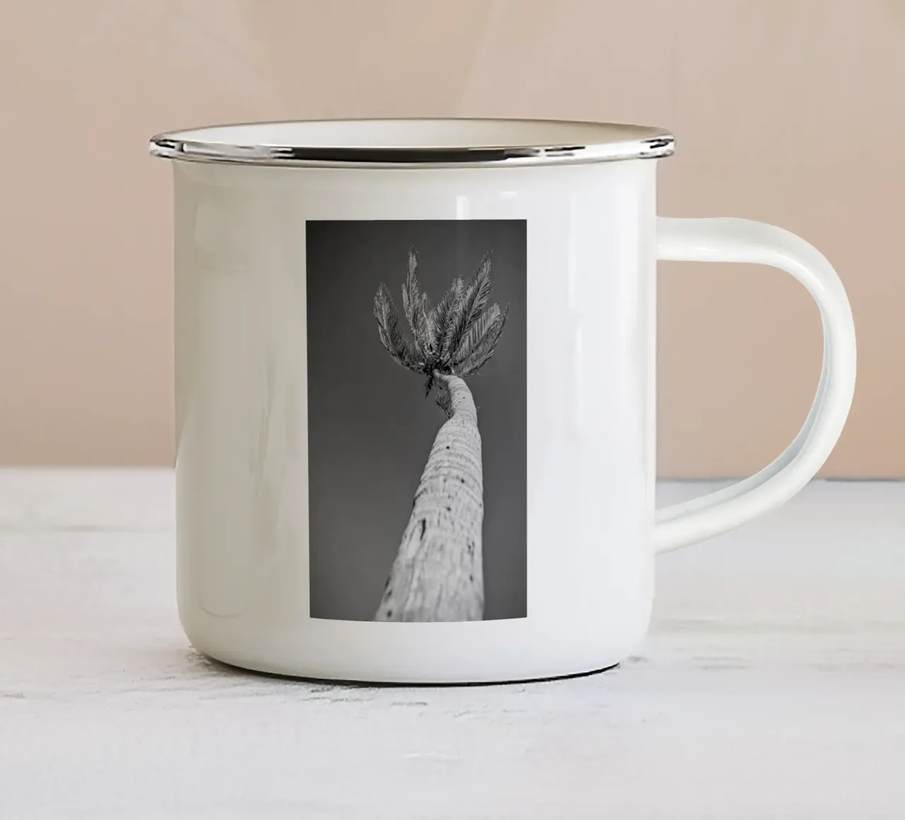 Palma in bianco e nero tazza in smalto da anderm