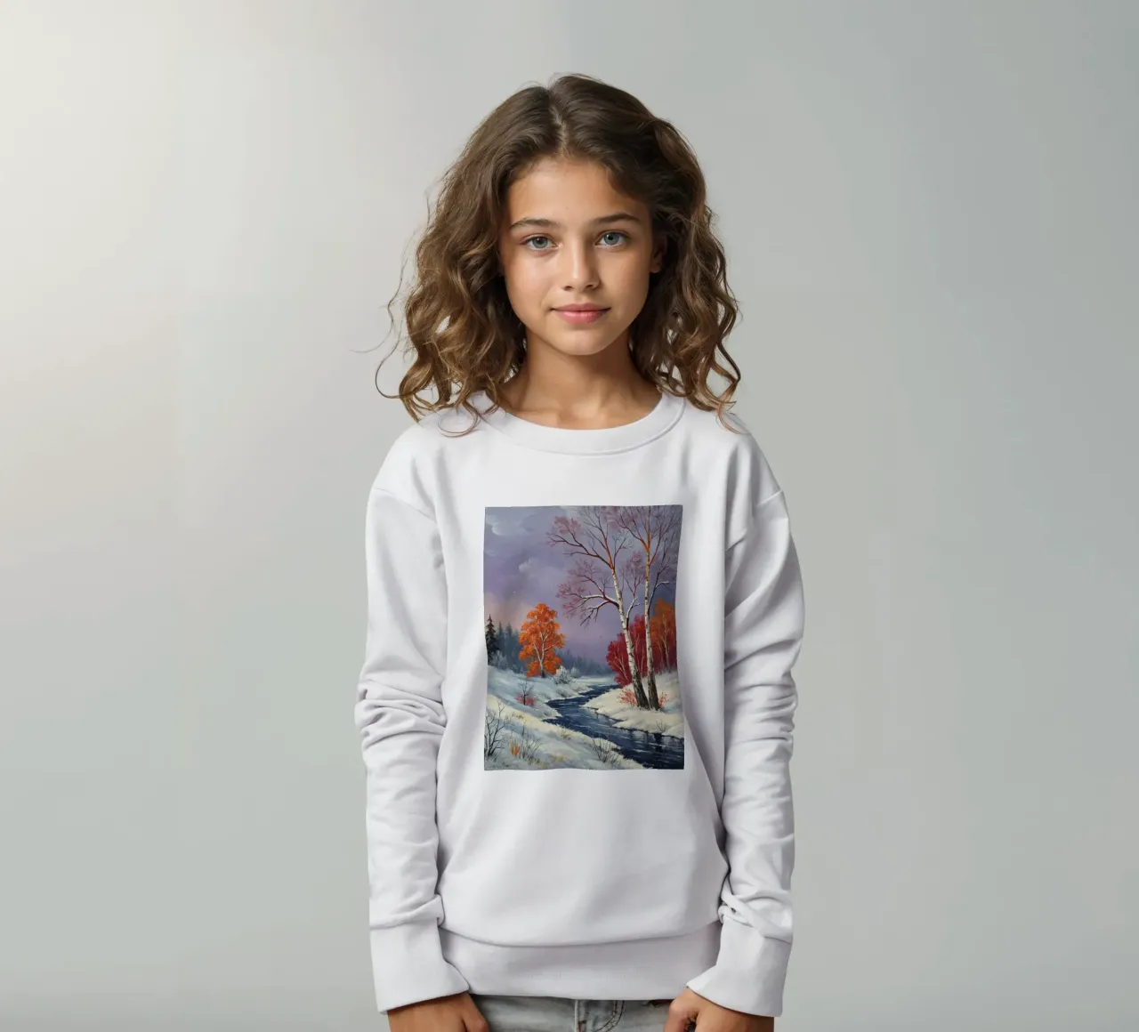 L'abbraccio dell'inverno: Un dipinto a olio originale felpa bambino da Artistic-shop