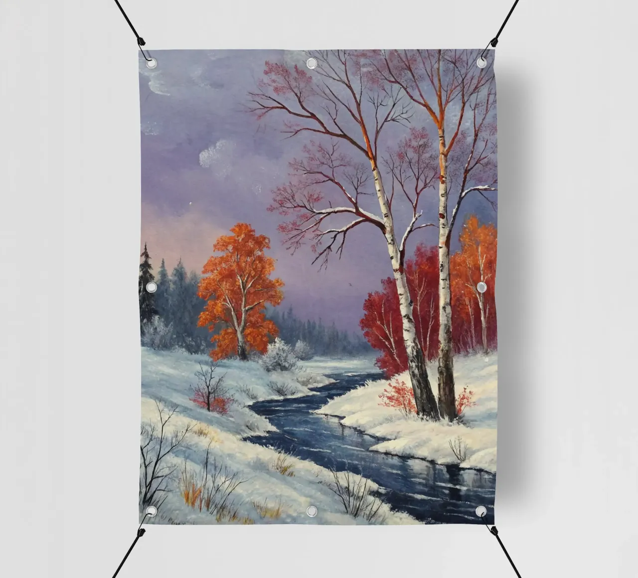 L'abbraccio dell'inverno: Un dipinto a olio originale telo in pvc da Artistic-shop