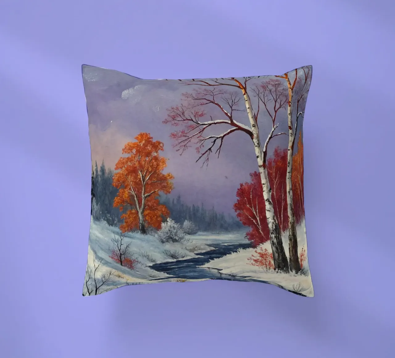 L'abbraccio dell'inverno: Un dipinto a olio originale cuscino da Artistic-shop