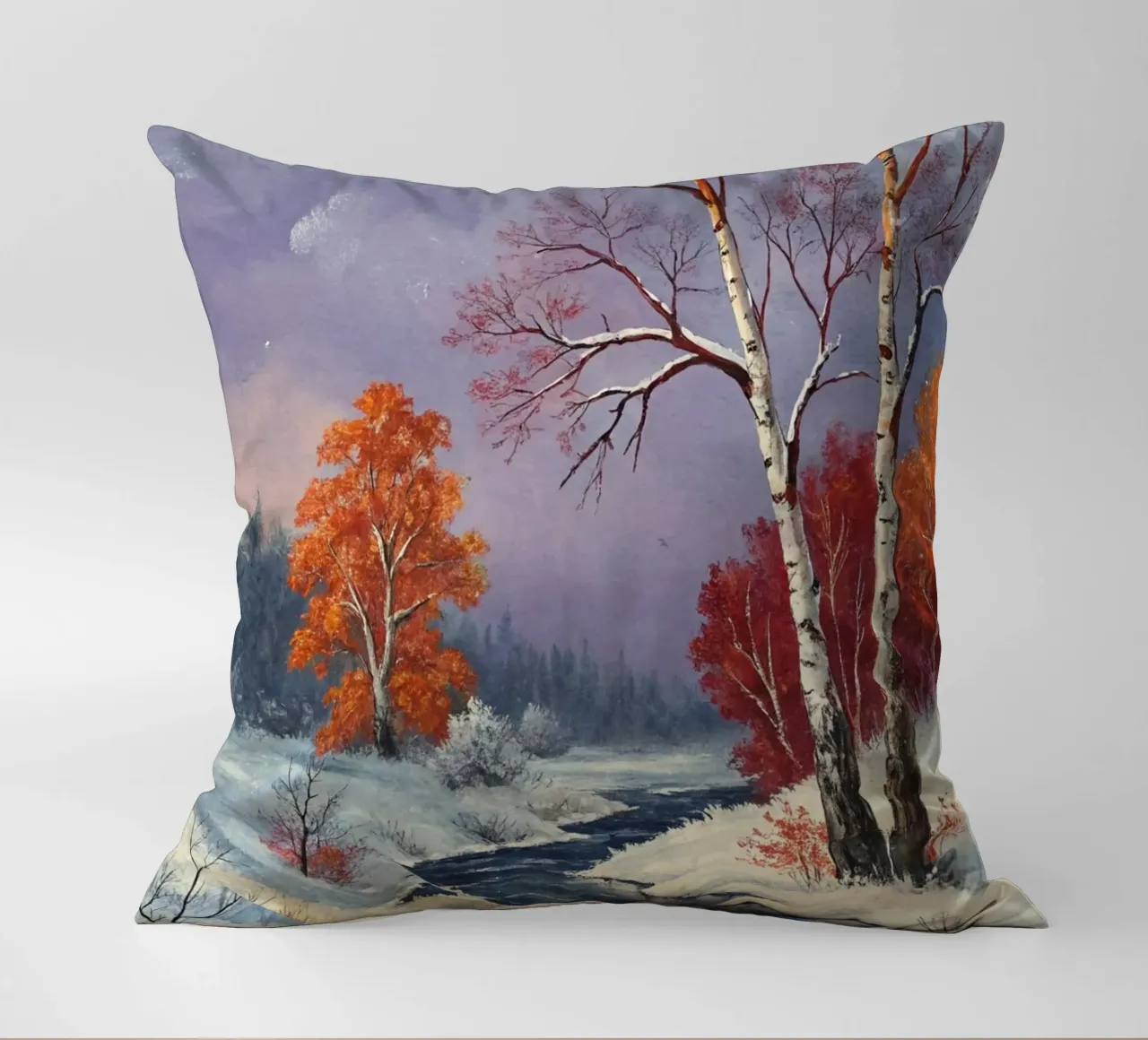 L'abbraccio dell'inverno: Un dipinto a olio originale cuscino da Artistic-shop