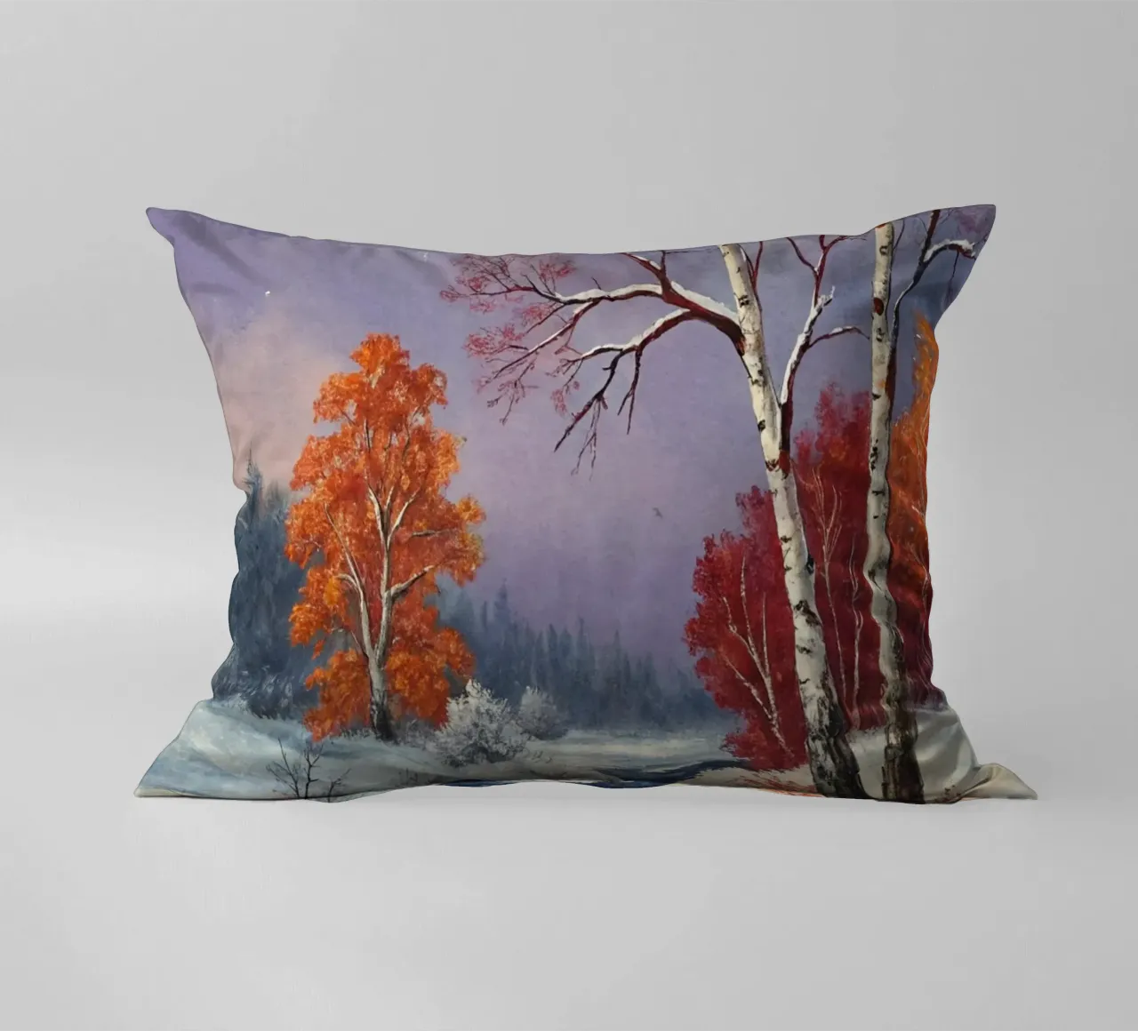 L'abbraccio dell'inverno: Un dipinto a olio originale cuscino da Artistic-shop