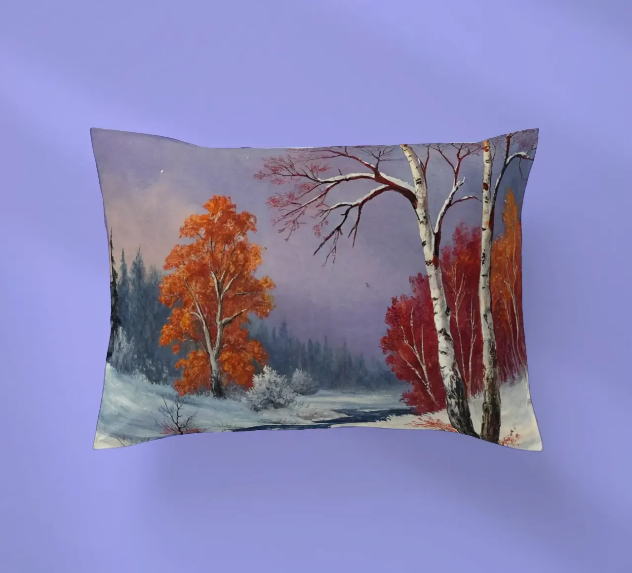 L'abbraccio dell'inverno: Un dipinto a olio originale cuscino da Artistic-shop