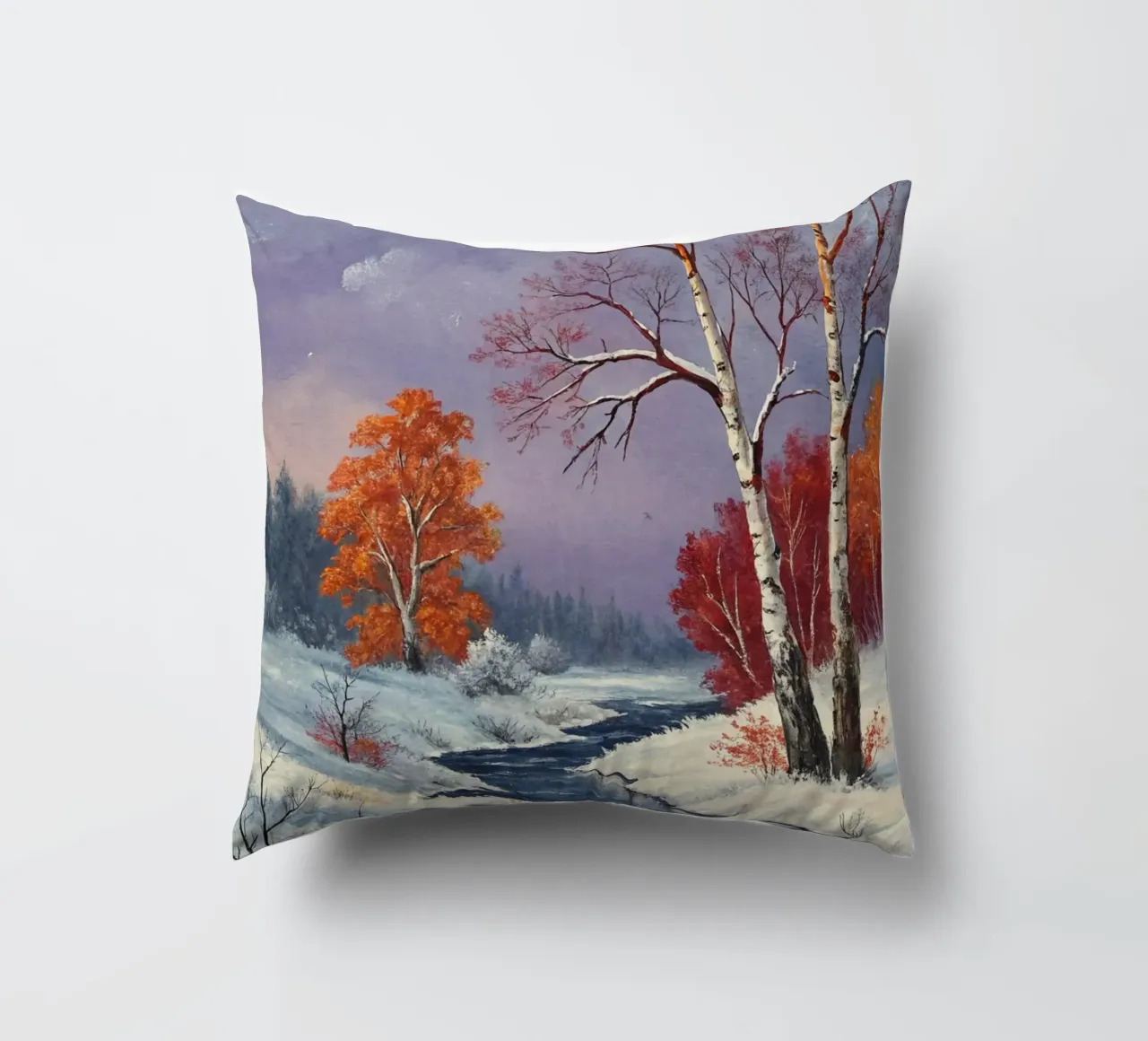 L'abbraccio dell'inverno: Un dipinto a olio originale cuscino da Artistic-shop
