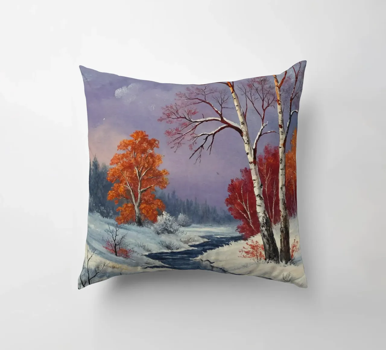 L'abbraccio dell'inverno: Un dipinto a olio originale cuscino da Artistic-shop