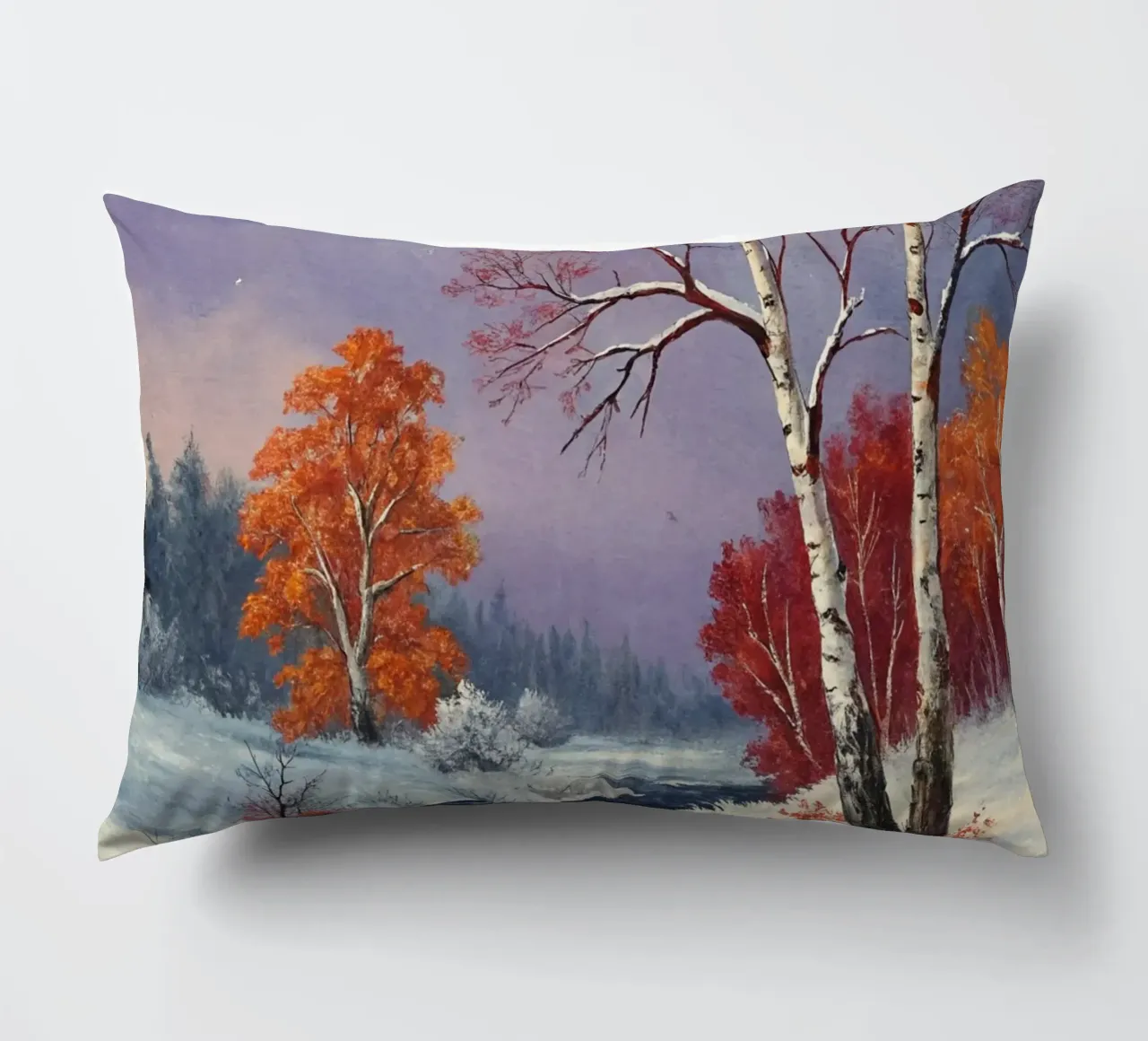 L'abbraccio dell'inverno: Un dipinto a olio originale cuscino da Artistic-shop