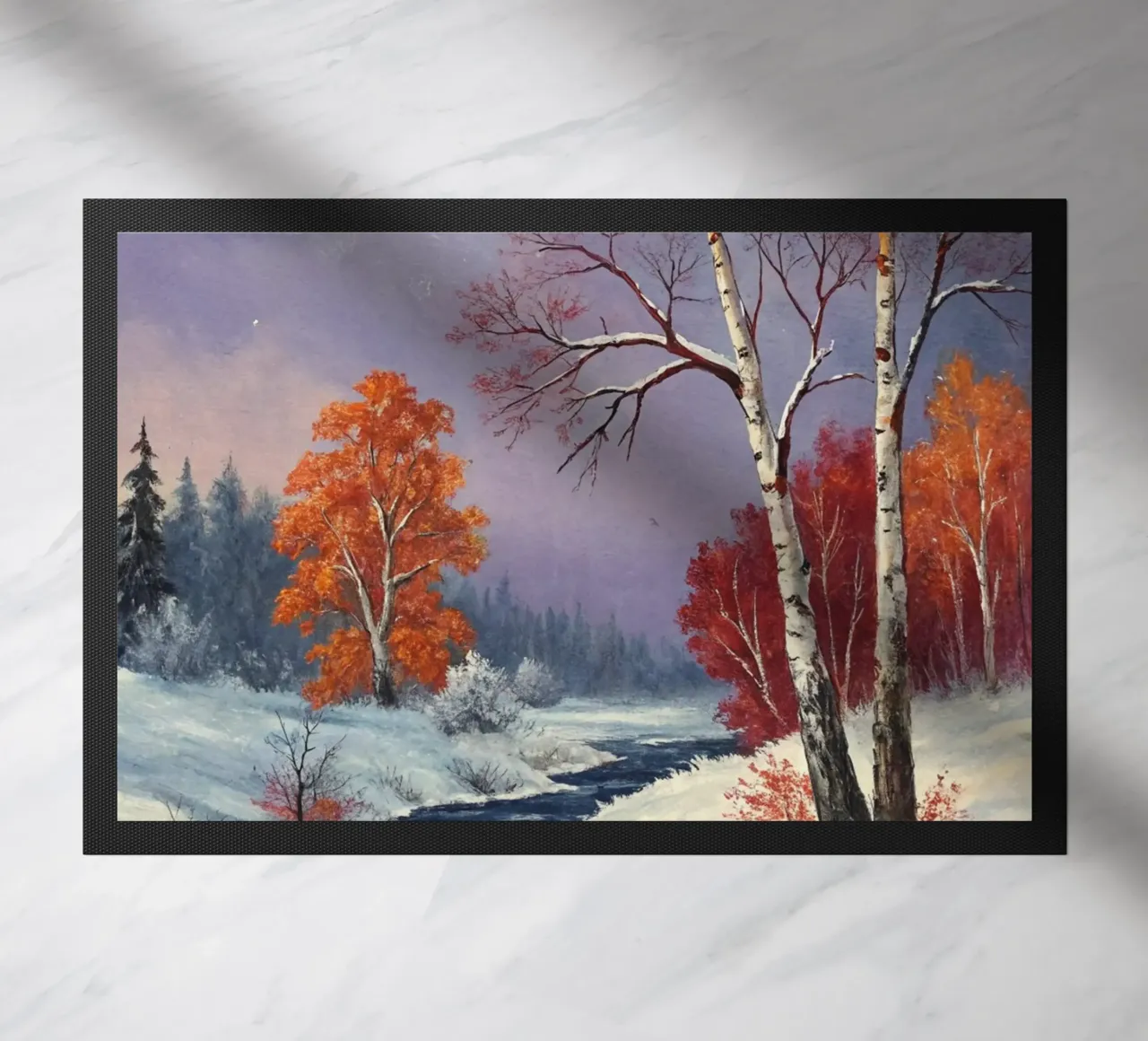 L'abbraccio dell'inverno: Un dipinto a olio originale zerbino da Artistic-shop