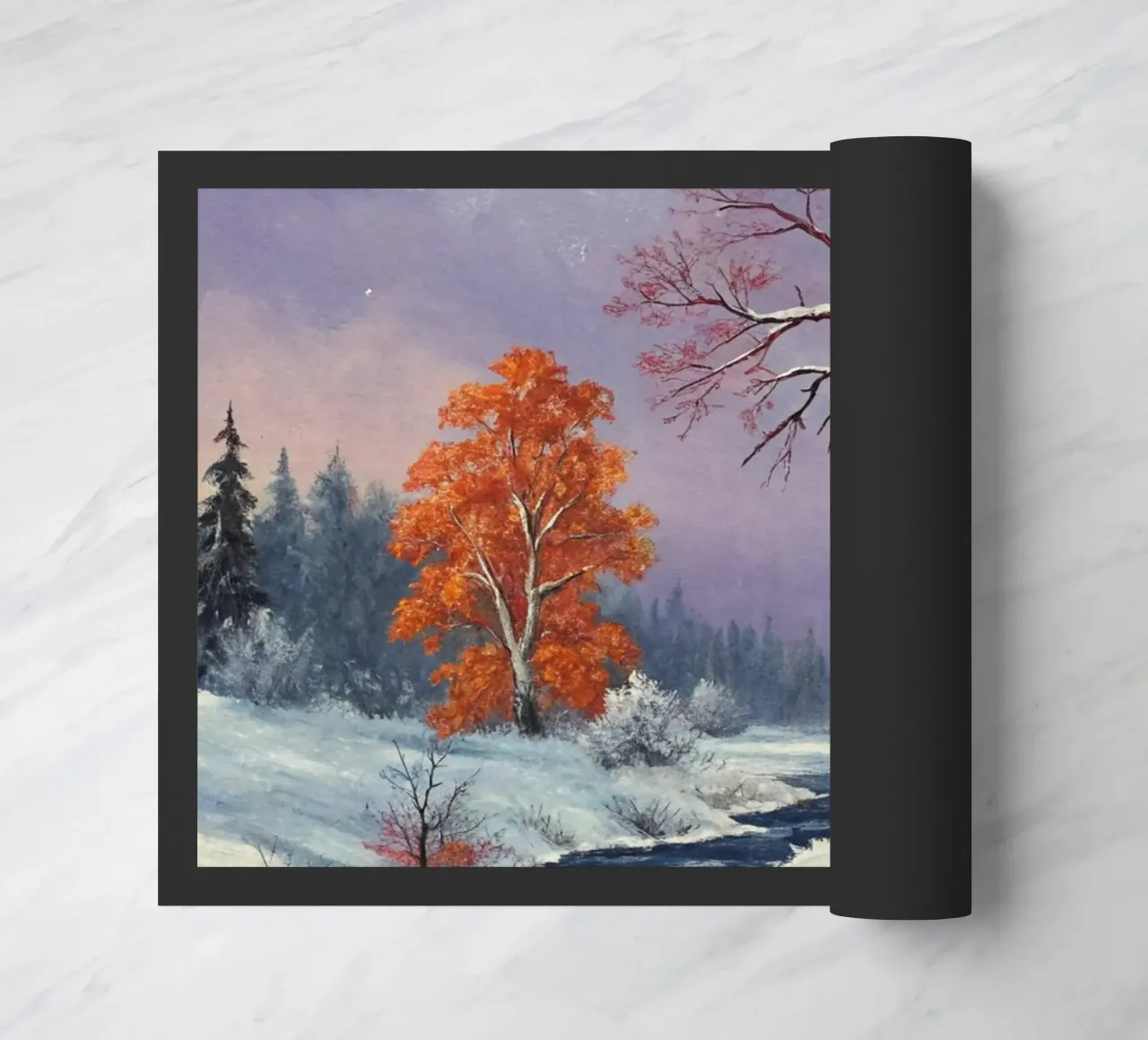 L'abbraccio dell'inverno: Un dipinto a olio originale zerbino da Artistic-shop