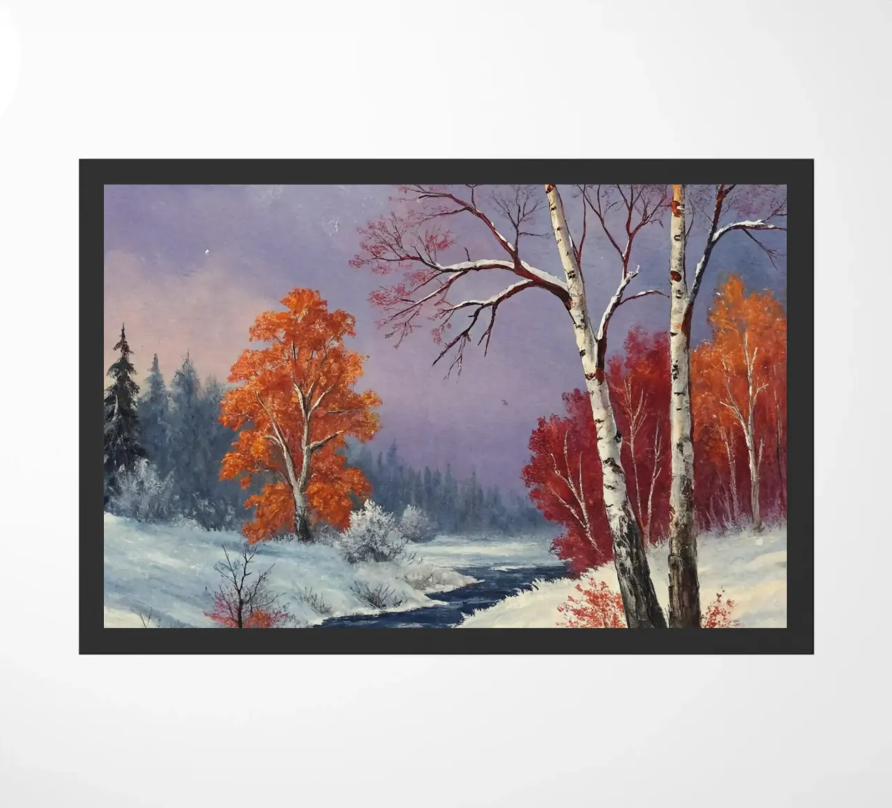 L'abbraccio dell'inverno: Un dipinto a olio originale zerbino da Artistic-shop