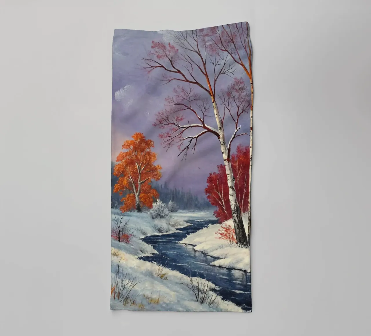L'abbraccio dell'inverno: Un dipinto a olio originale asciugamano da bagno da Artistic-shop