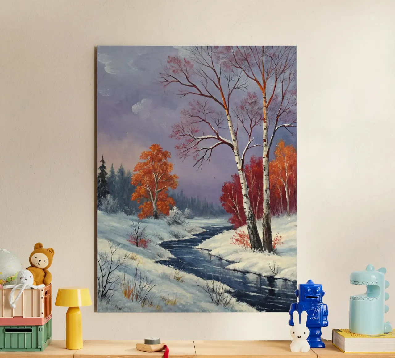 L'abbraccio dell'inverno: Un dipinto a olio originale alluminio dibond da Artistic-shop