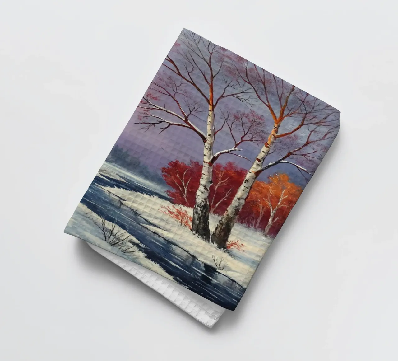 L'abbraccio dell'inverno: Un dipinto a olio originale canovaccio da cucina da Artistic-shop