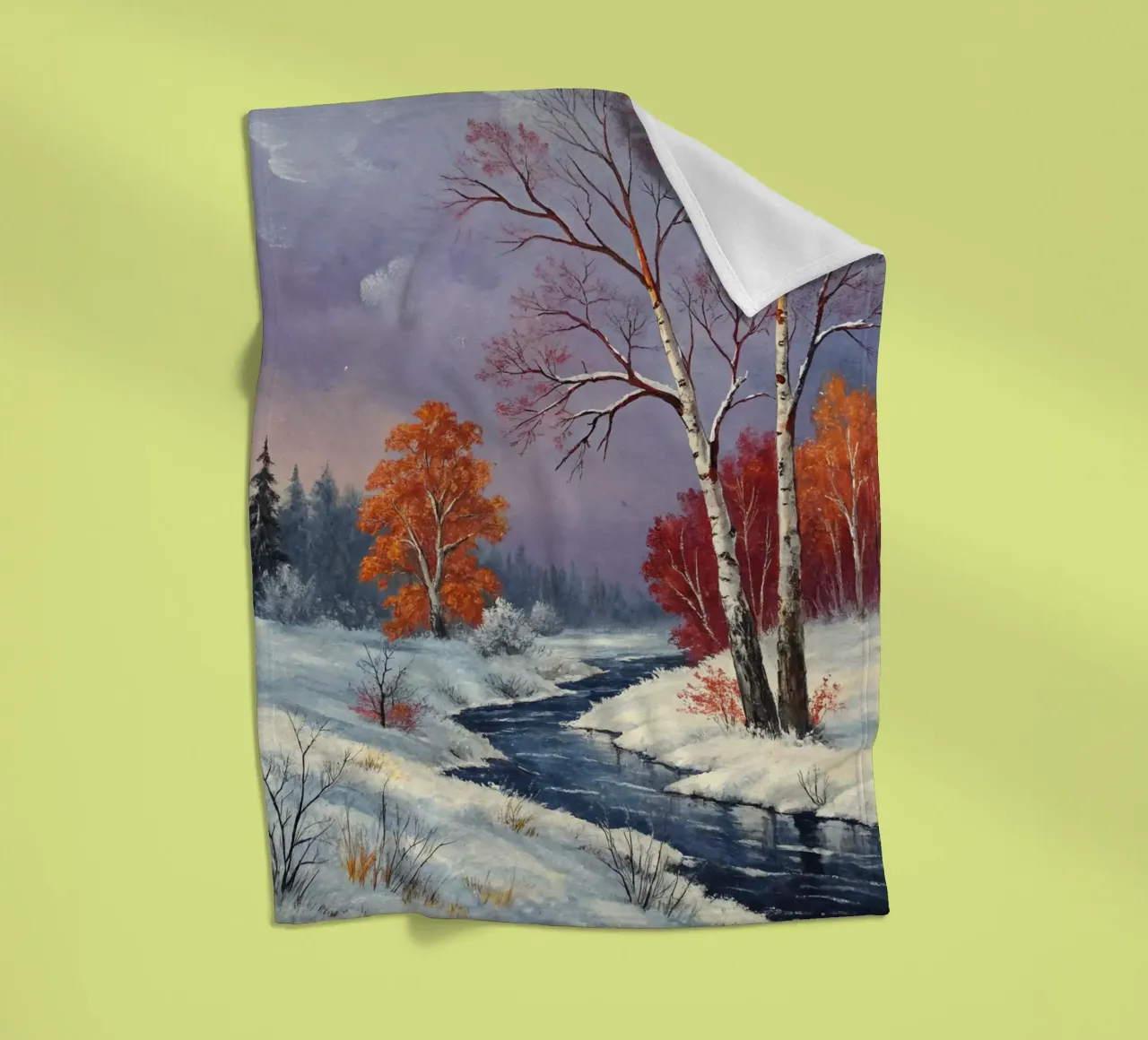L'abbraccio dell'inverno: Un dipinto a olio originale coperta in pile da Artistic-shop