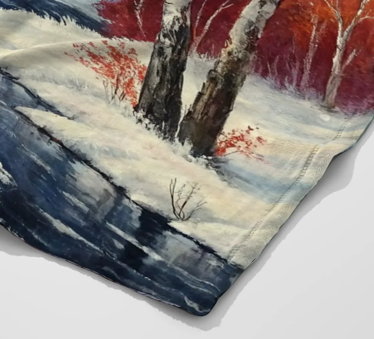 L'abbraccio dell'inverno: Un dipinto a olio originale coperta in pile da Artistic-shop
