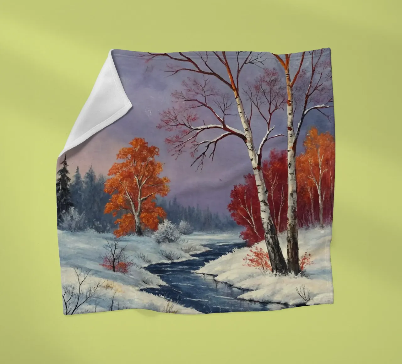 L'abbraccio dell'inverno: Un dipinto a olio originale coperta in pile da Artistic-shop