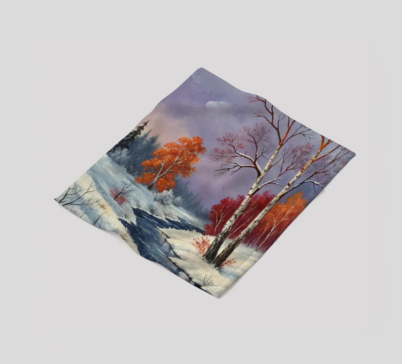 L'abbraccio dell'inverno: Un dipinto a olio originale coperta in pile da Artistic-shop